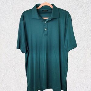 Saks Fifth Avenue Polo Shirt Business Casual Men XL Green Office Golf Classic‎
